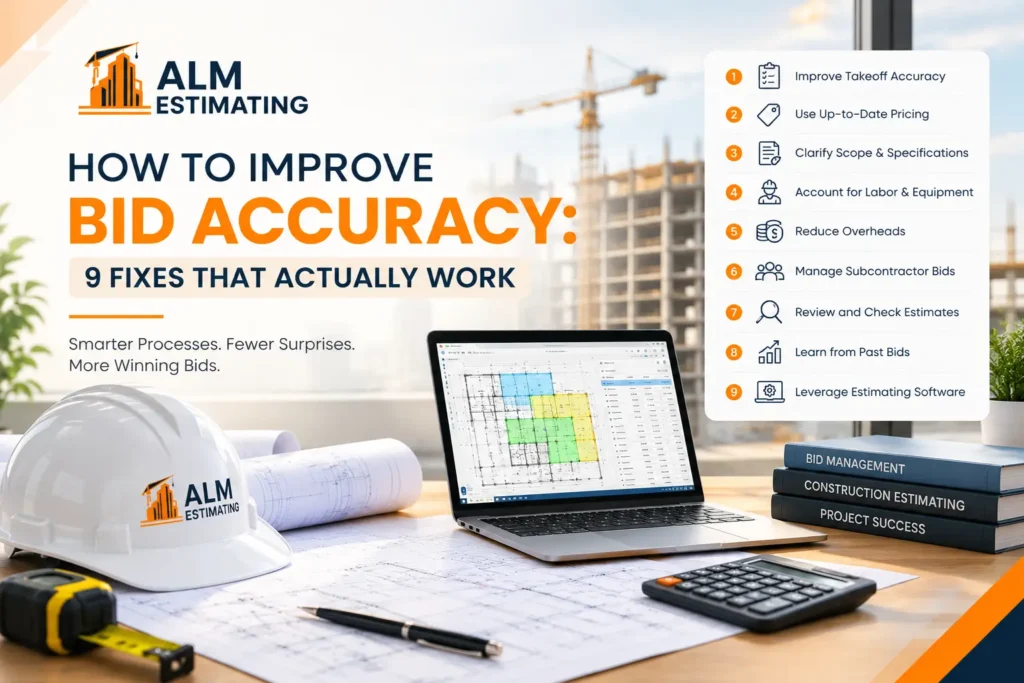 ALM Estimating guide on how to improve bid accuracy with 9 proven construction estimating fixes and strategies