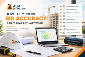 ALM Estimating guide on how to improve bid accuracy with 9 proven construction estimating fixes and strategies